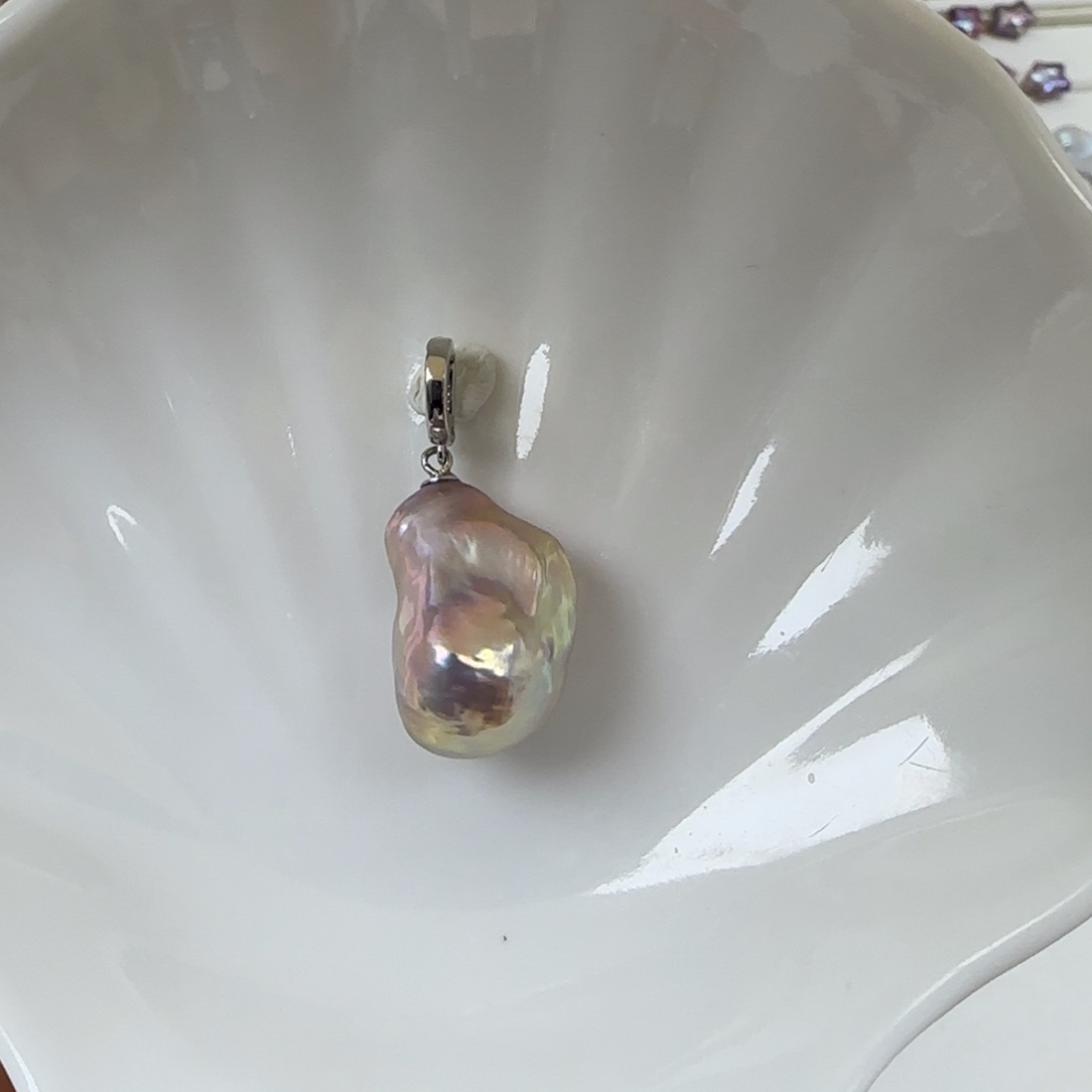 淡水珍珠吊坠(不含链)银S925镶嵌