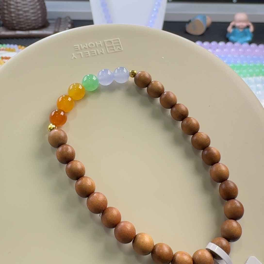 翡翠手链未镶嵌文艺风冰胶浓彩多宝百搭DIY