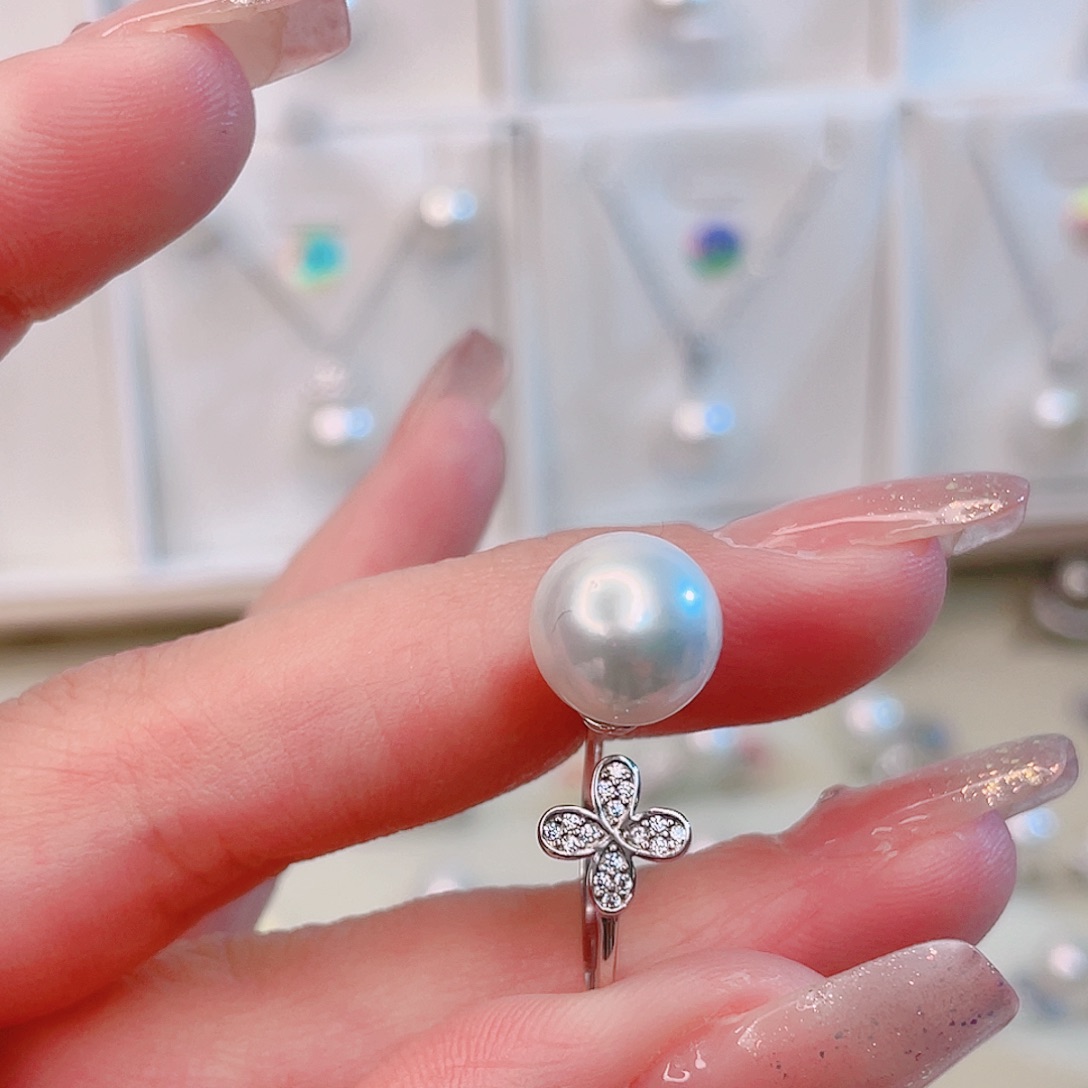 淡水珍珠戒指银S925镶嵌Ｔ*?