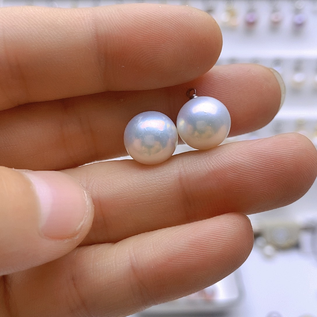 银S925镶嵌淡水珍珠耳饰