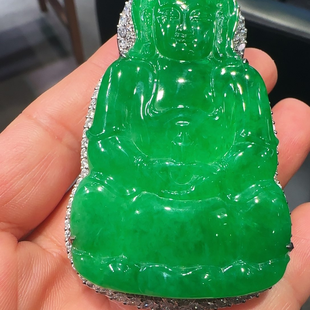 翡翠18K金镶嵌吊坠(不含链)吊坠