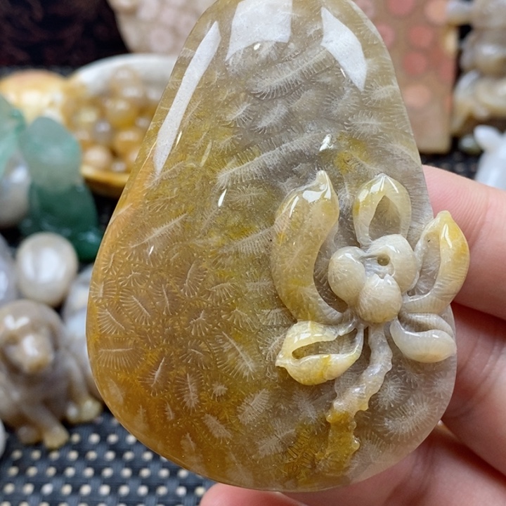 硅化珊瑚（珊瑚玉）颈饰未镶嵌