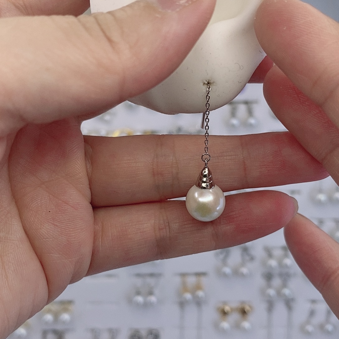 淡水珍珠耳饰银S925镶嵌