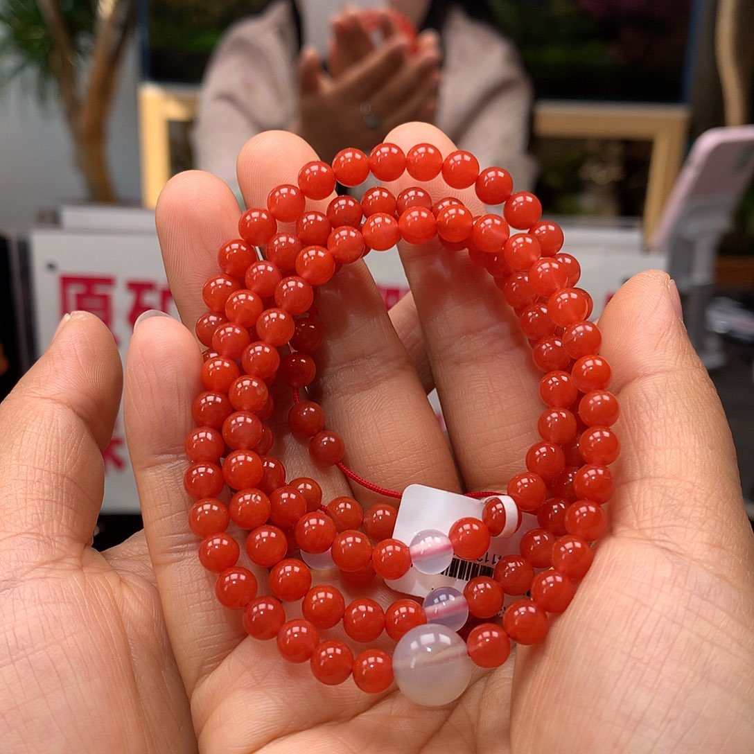 南红玛瑙南红5mm柿子红108未镶嵌