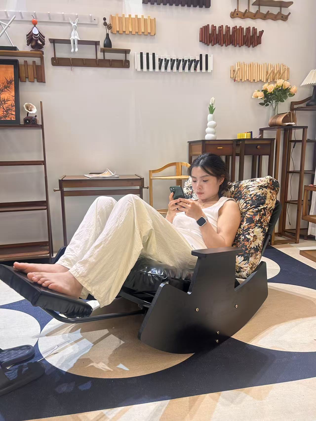 简约轻奢创意阳台懒人沙发油蜡皮单人椅（简单安装）