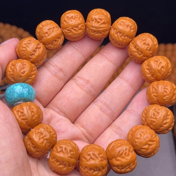 猴头核桃吊坠17麻花串绿