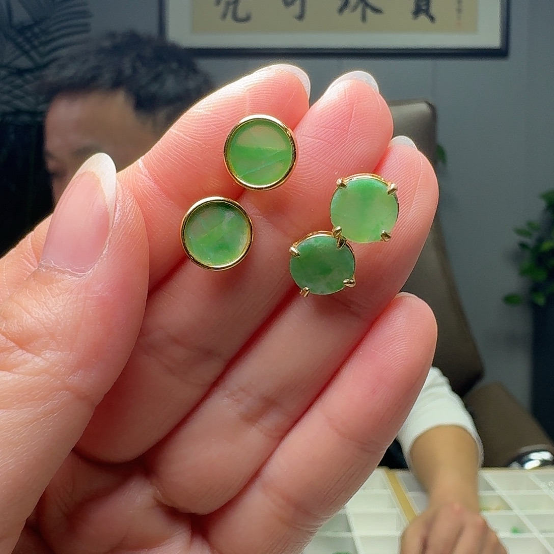 翡翠银S925镶嵌耳饰多样性发货其一