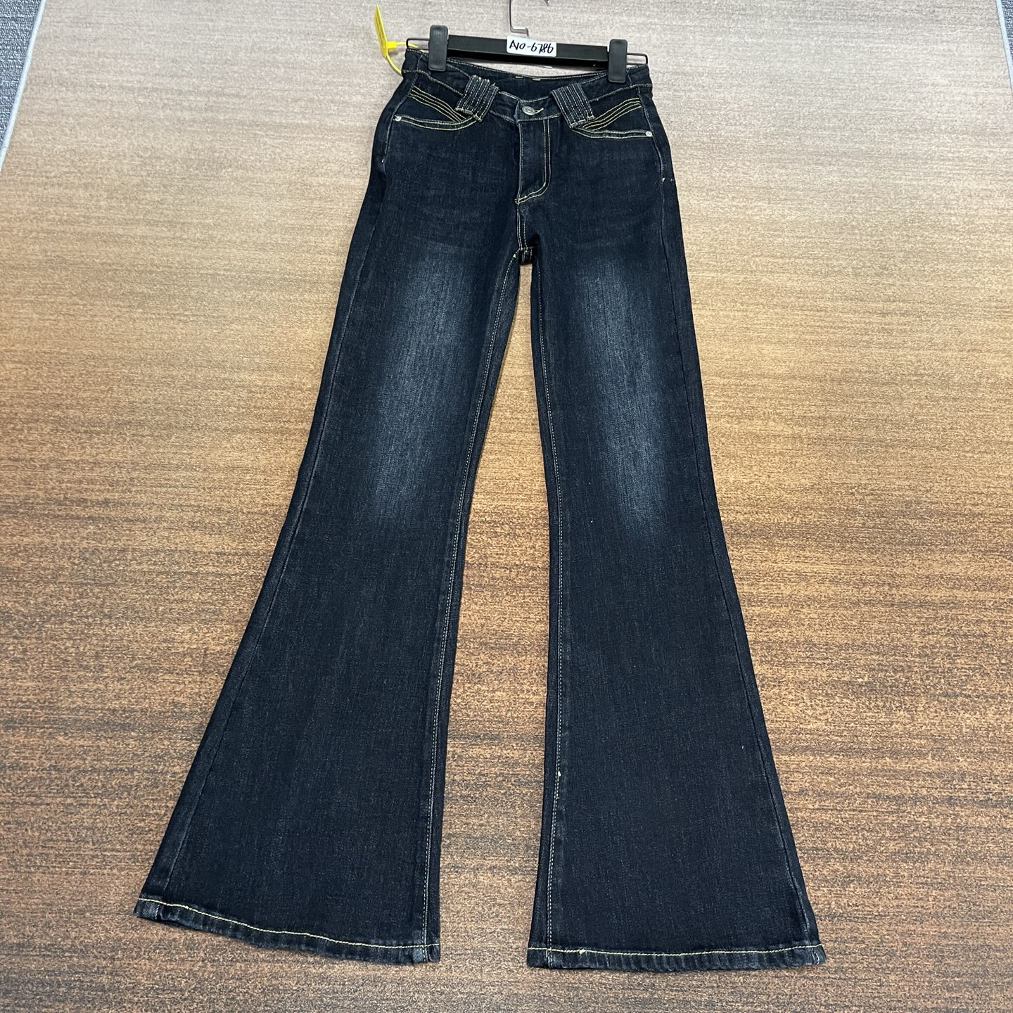 #A10-6786 蓝黑色美式辣妹高腰兜盖口袋丰胯女神裤 高弹（不换退）