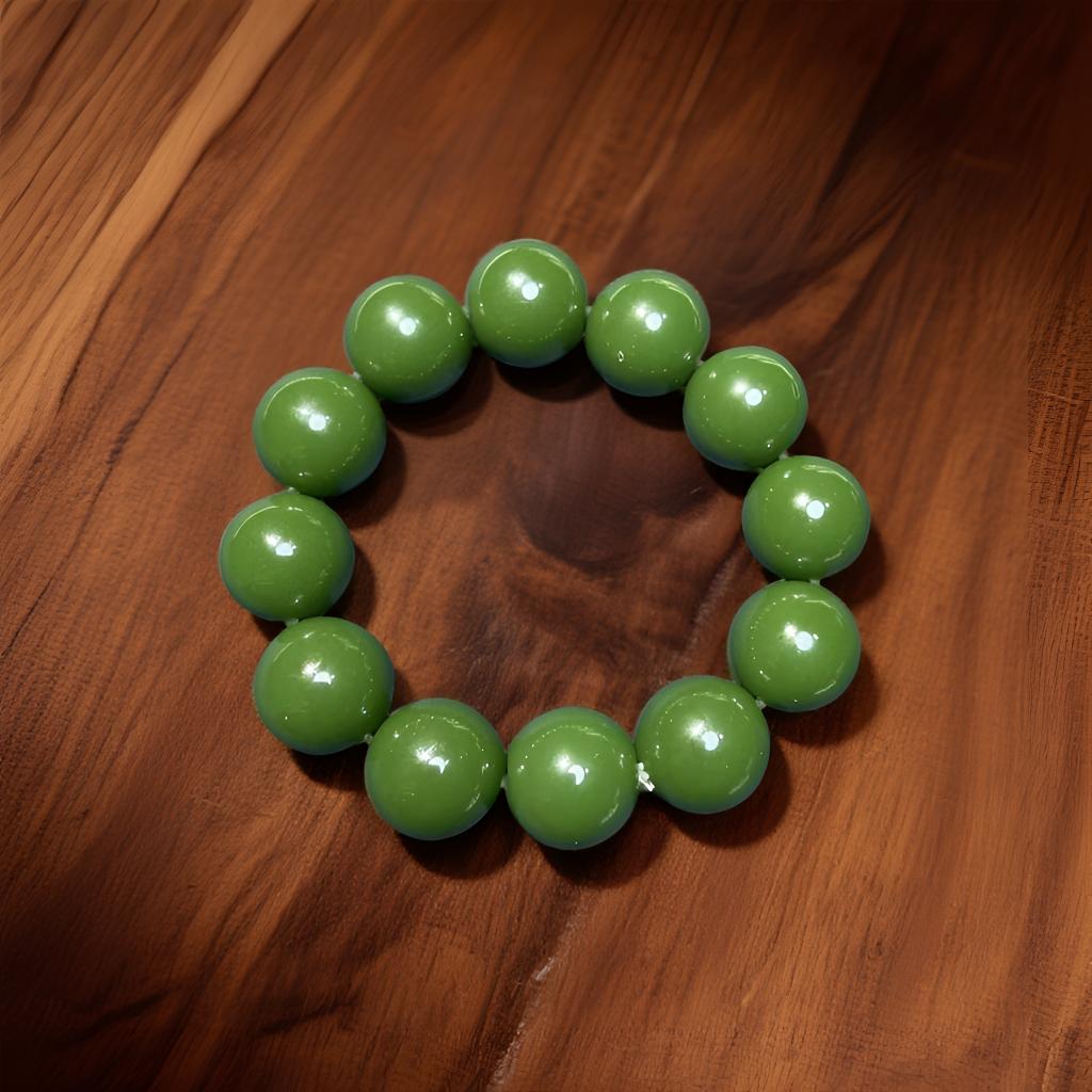 菠菜绿圆珠手串卡20