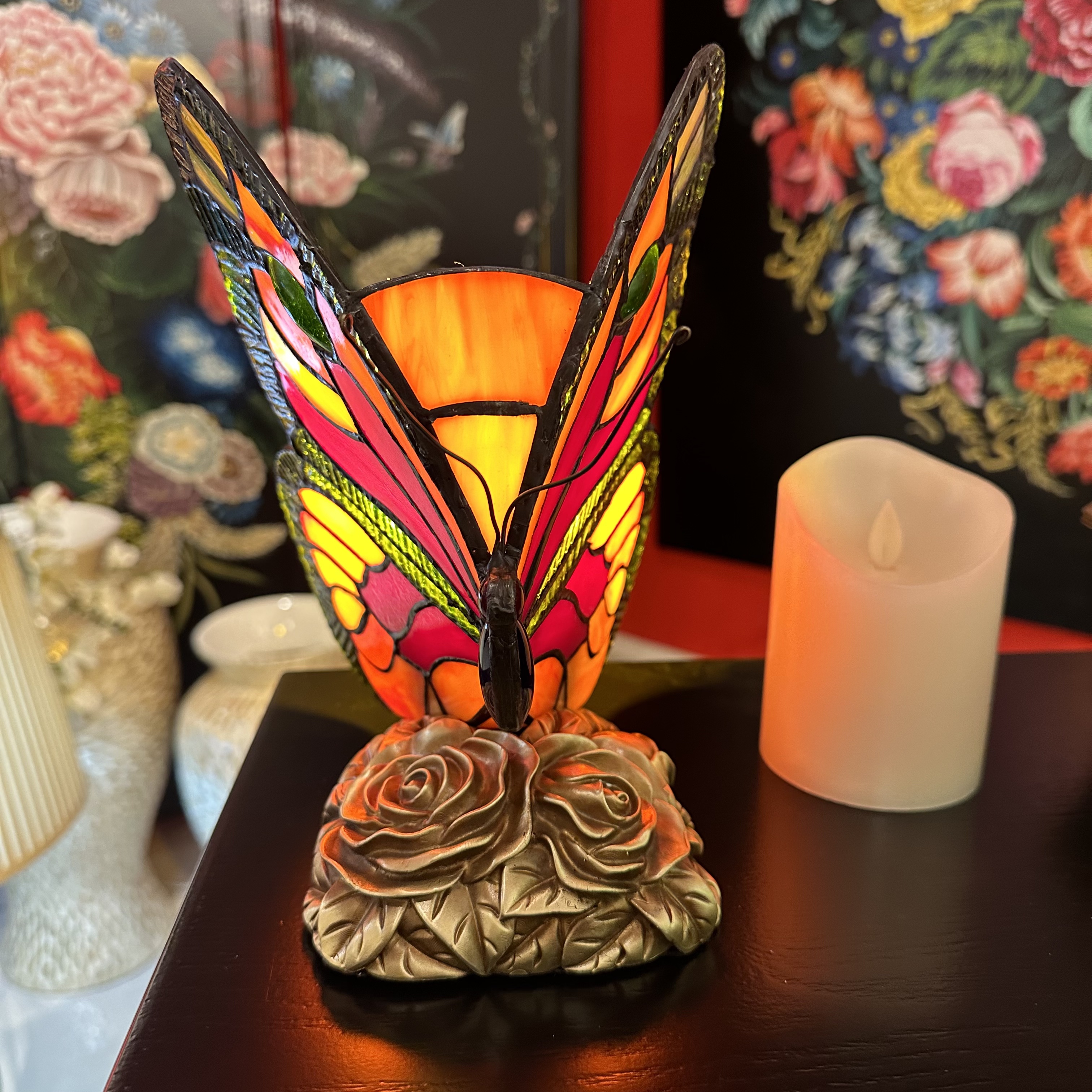 【欧美外单】蒂凡尼美式复古典蝴蝶卧室床头台灯创意氛围小夜灯