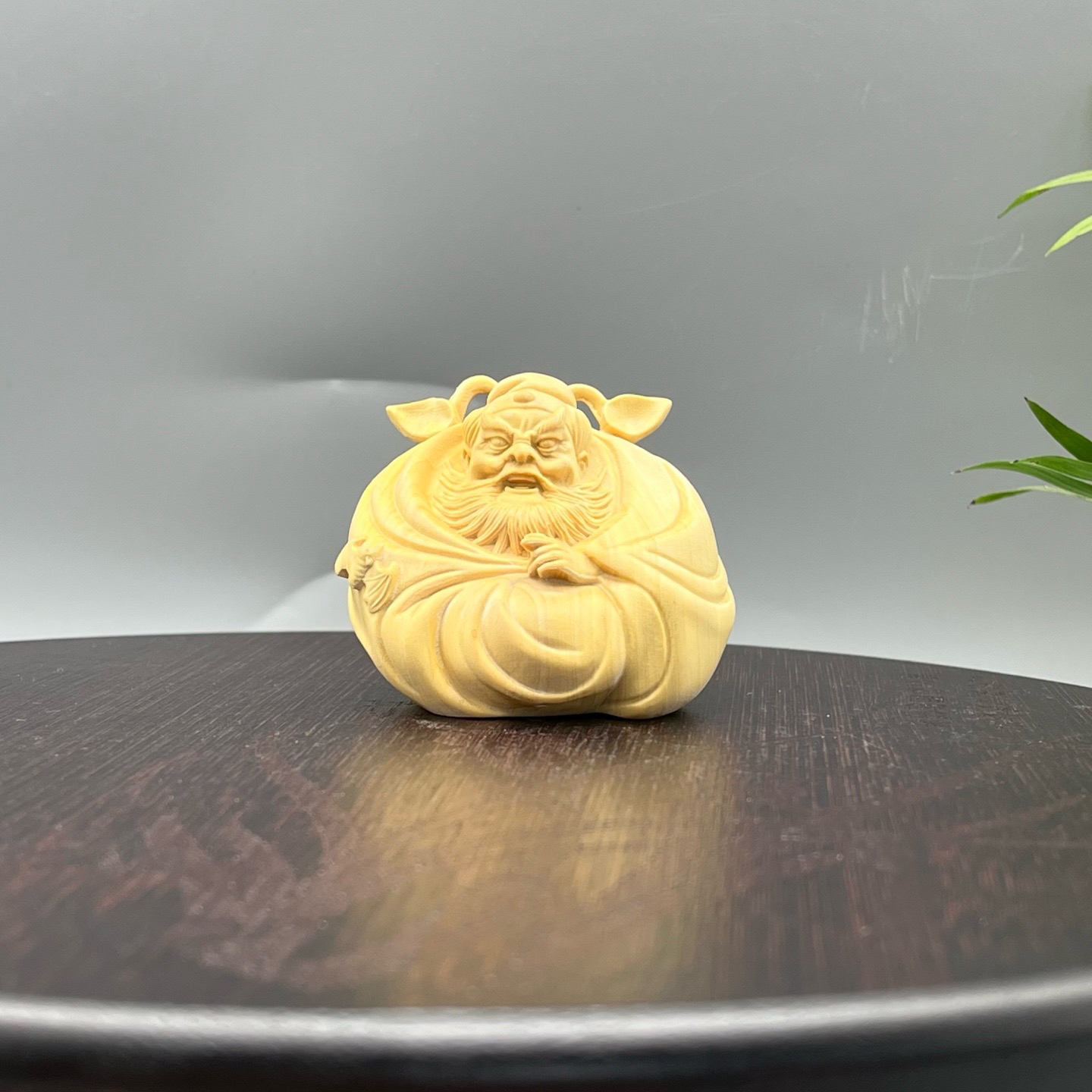 黄杨木雕财气赐福钟馗天师手把件中式家居装饰摆件