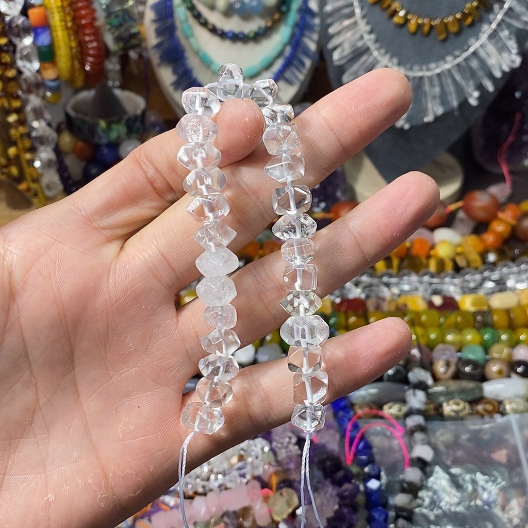 石英质玉未镶嵌，高透天然白水晶冲角10mm，