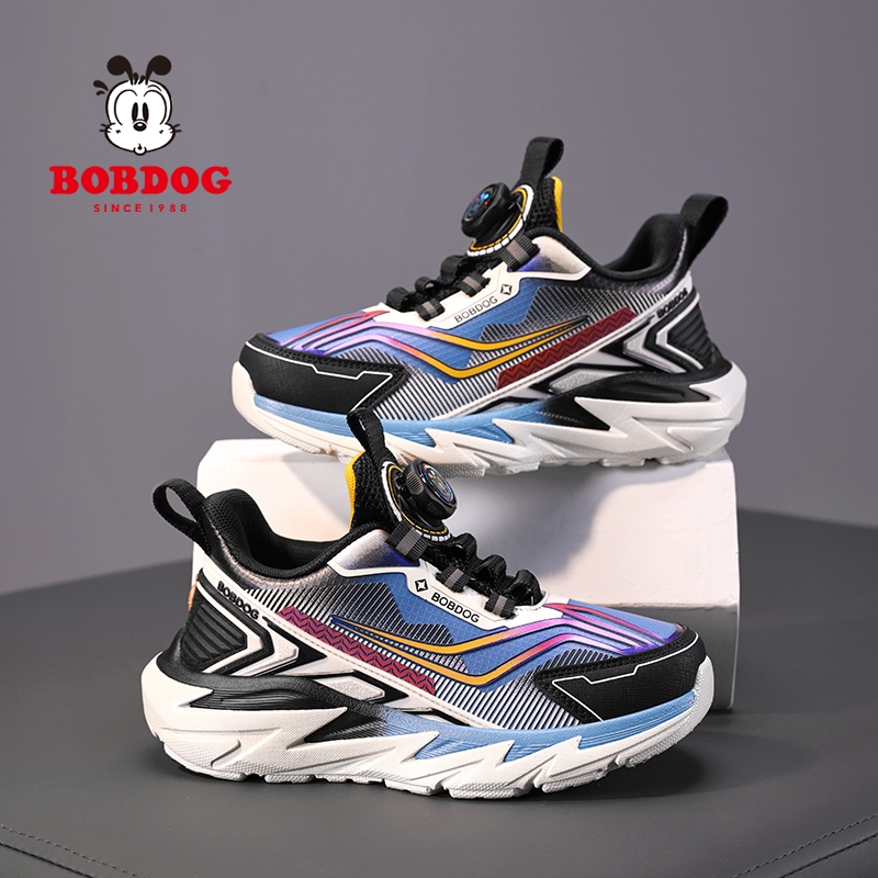 巴布豆男童运动鞋2025秋季新款皮面休闲鞋时尚防水中大童跑步鞋子