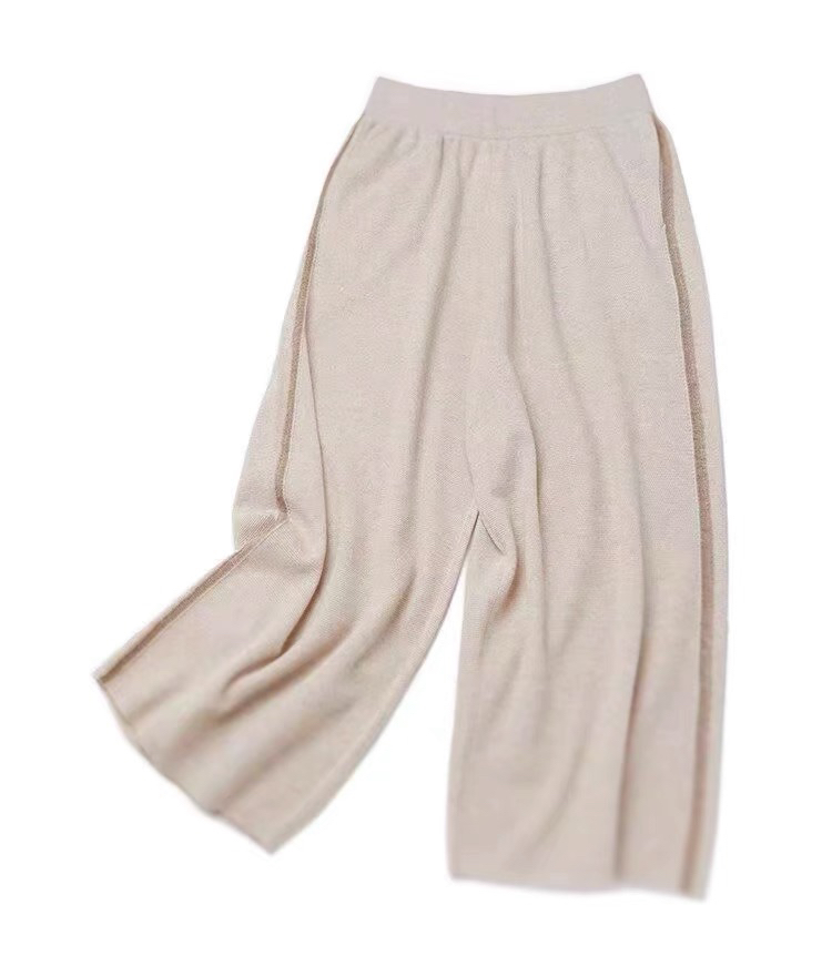 山羊绒九分阔腿裤 碎针工艺抗起球休闲女裤春夏系列