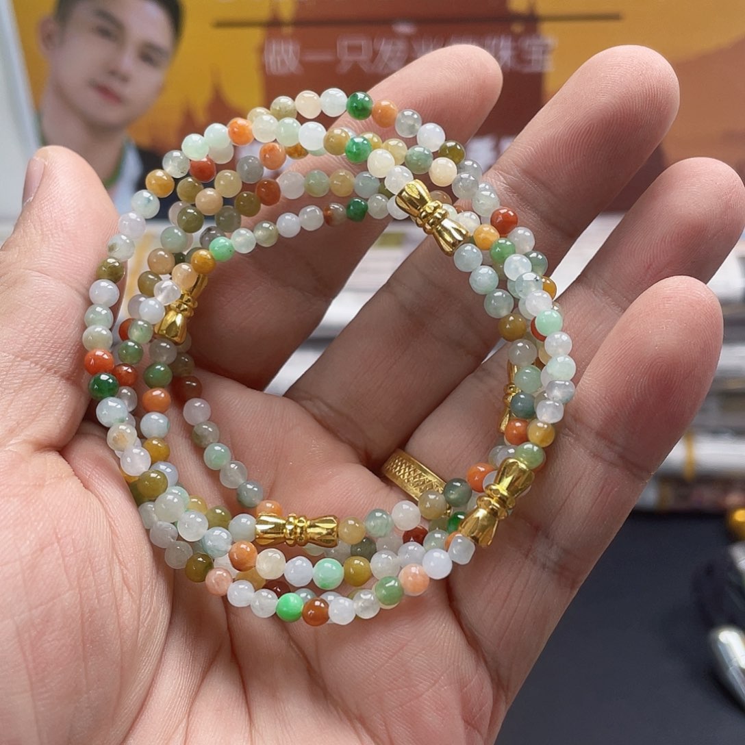 翡翠未镶嵌颈饰翡翠夺宝珠串全8