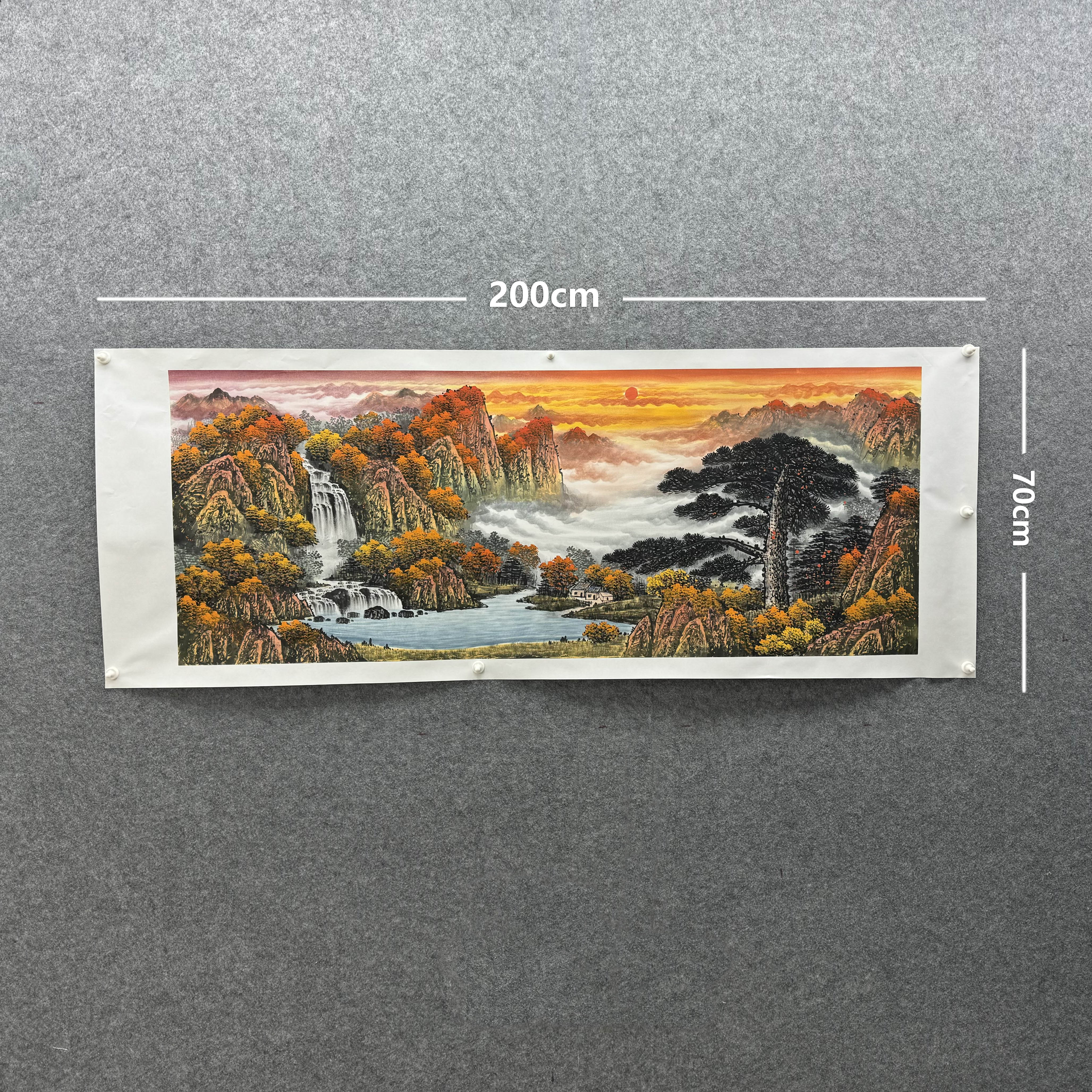 【山水画】雷百寿200*70cm手绘礼盒作品（37）