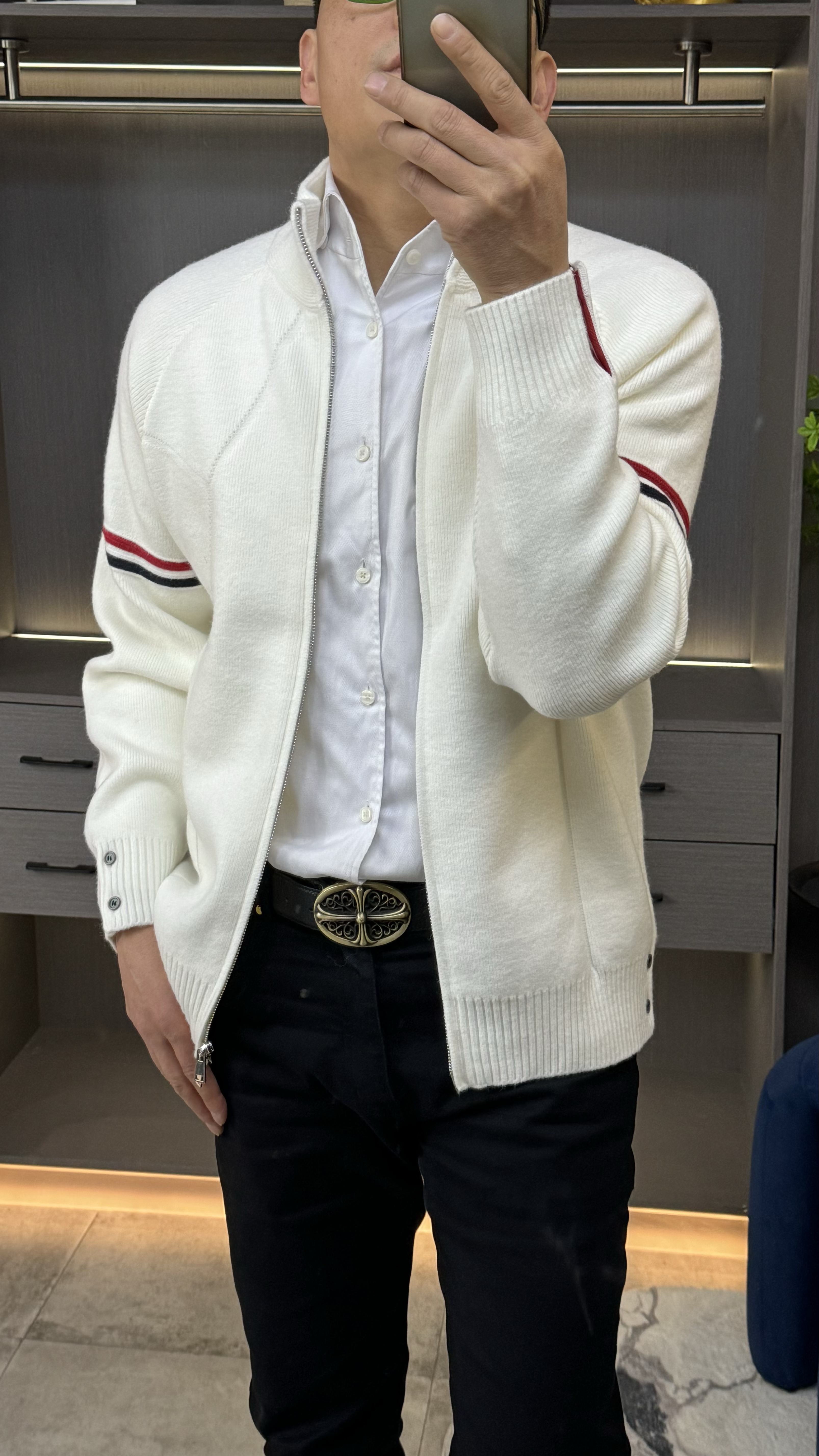 XJ2024年秋冬高端轻奢时尚立领百搭老前锋男士高克重开衫78175