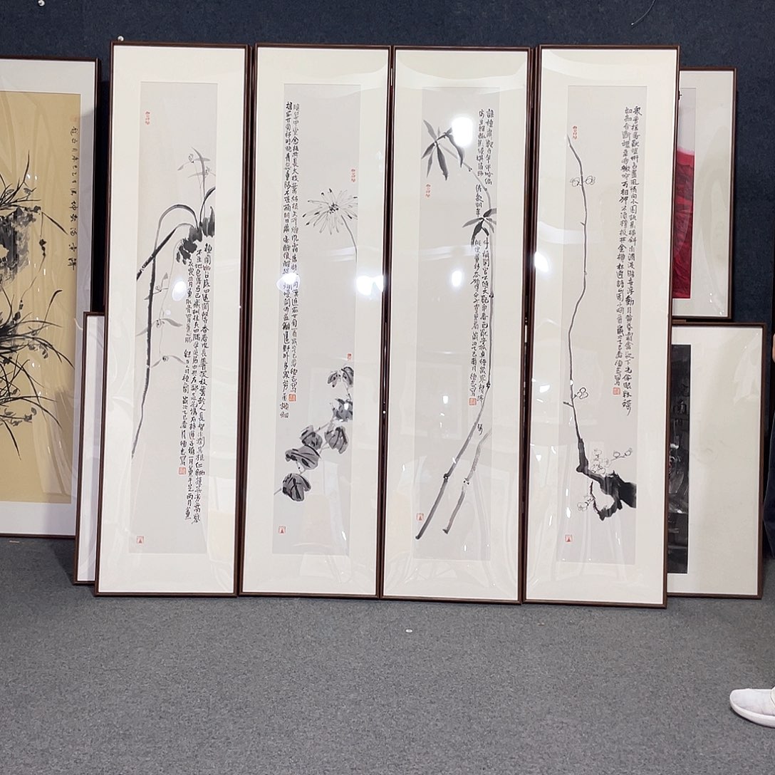 国画手绘画作品带框