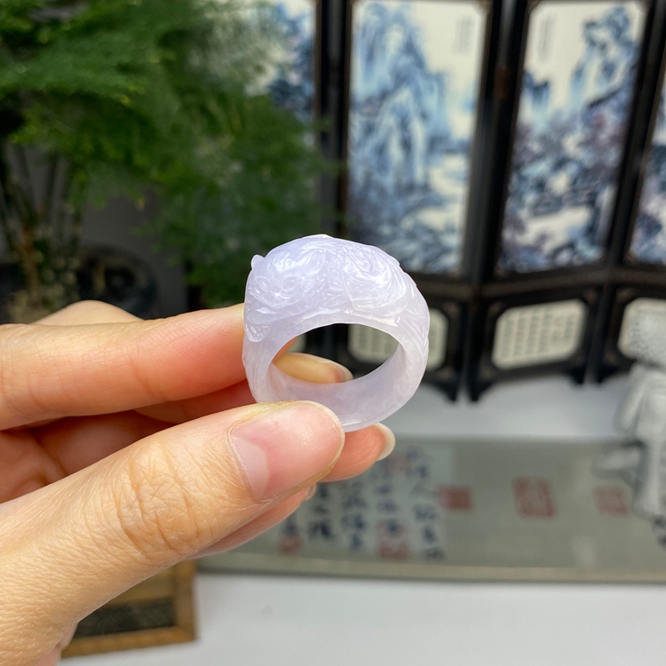 20.2紫罗兰九尾狐狐仙戒指戒圈 天然翡翠A货