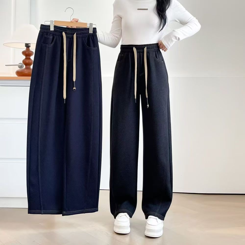 大梦/8835冬季新款加绒弯刀牛仔裤110-200斤时尚百搭女装