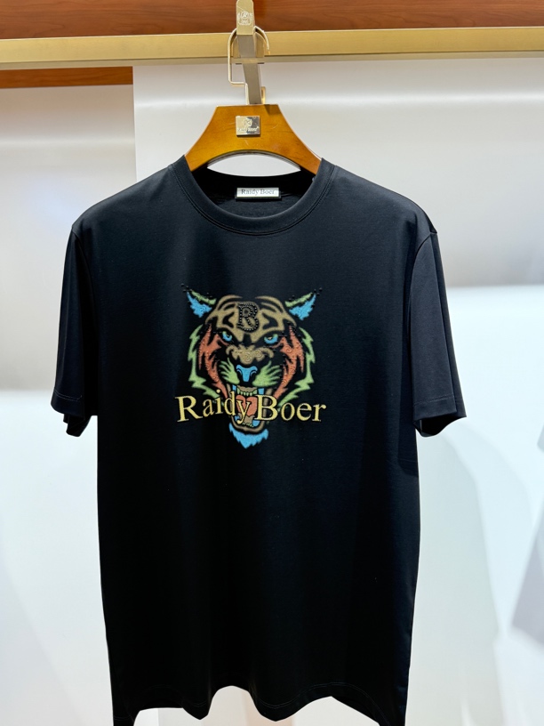 烫钻短袖T恤正肩夏季修身短袖圆领休闲修身潮流夏季运动印花