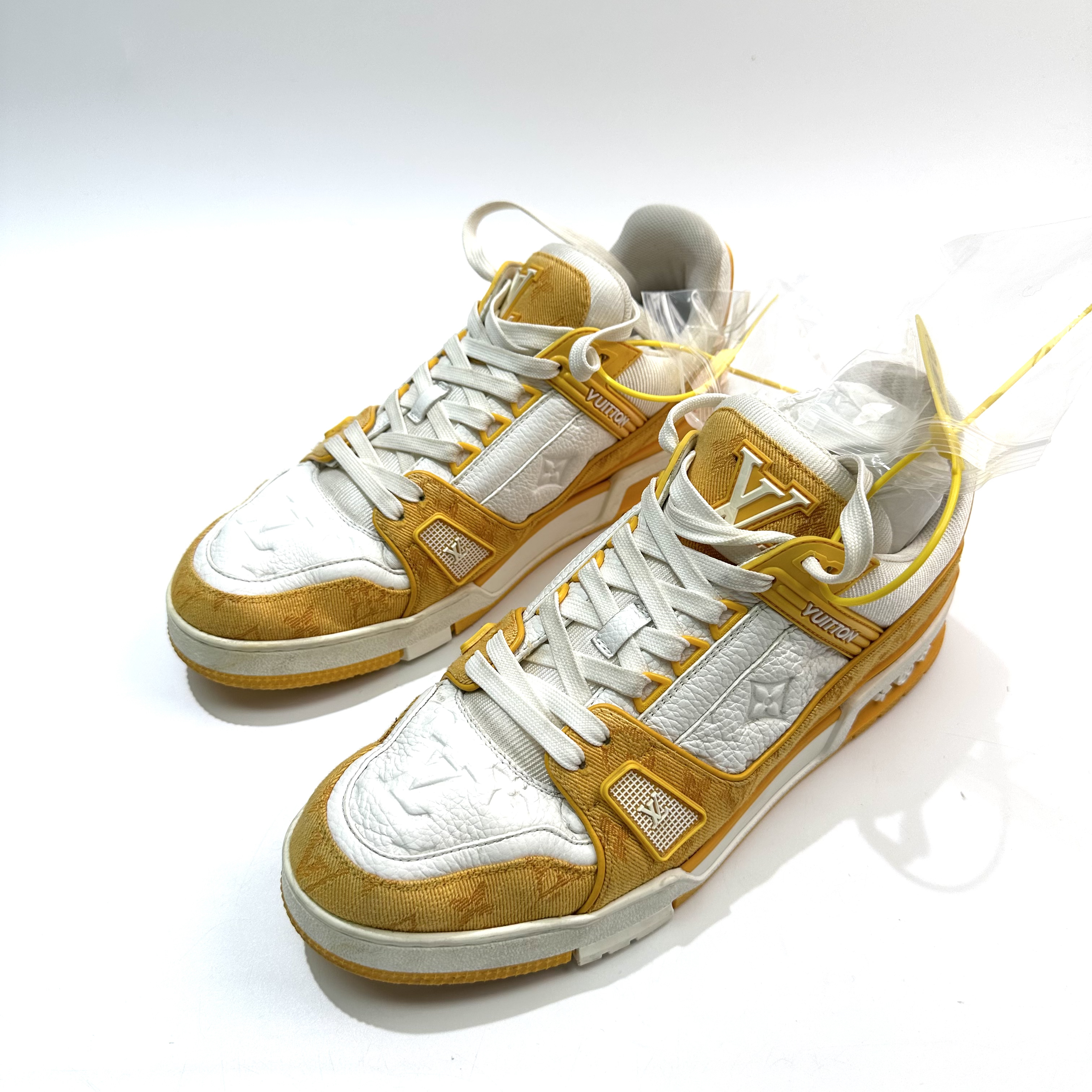 95新 LouisVuitton/路易威登 42码 橙黄色 Trainer 板鞋bl0166