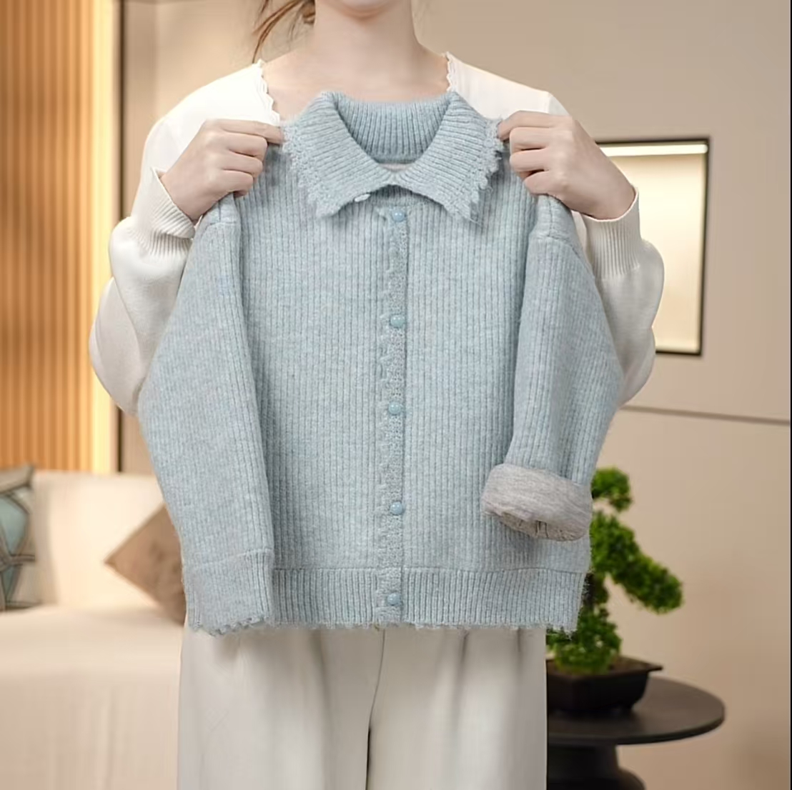 女童套头毛衣2026秋冬加绒加厚慵懒风韩版宽松百搭翻领亲子装