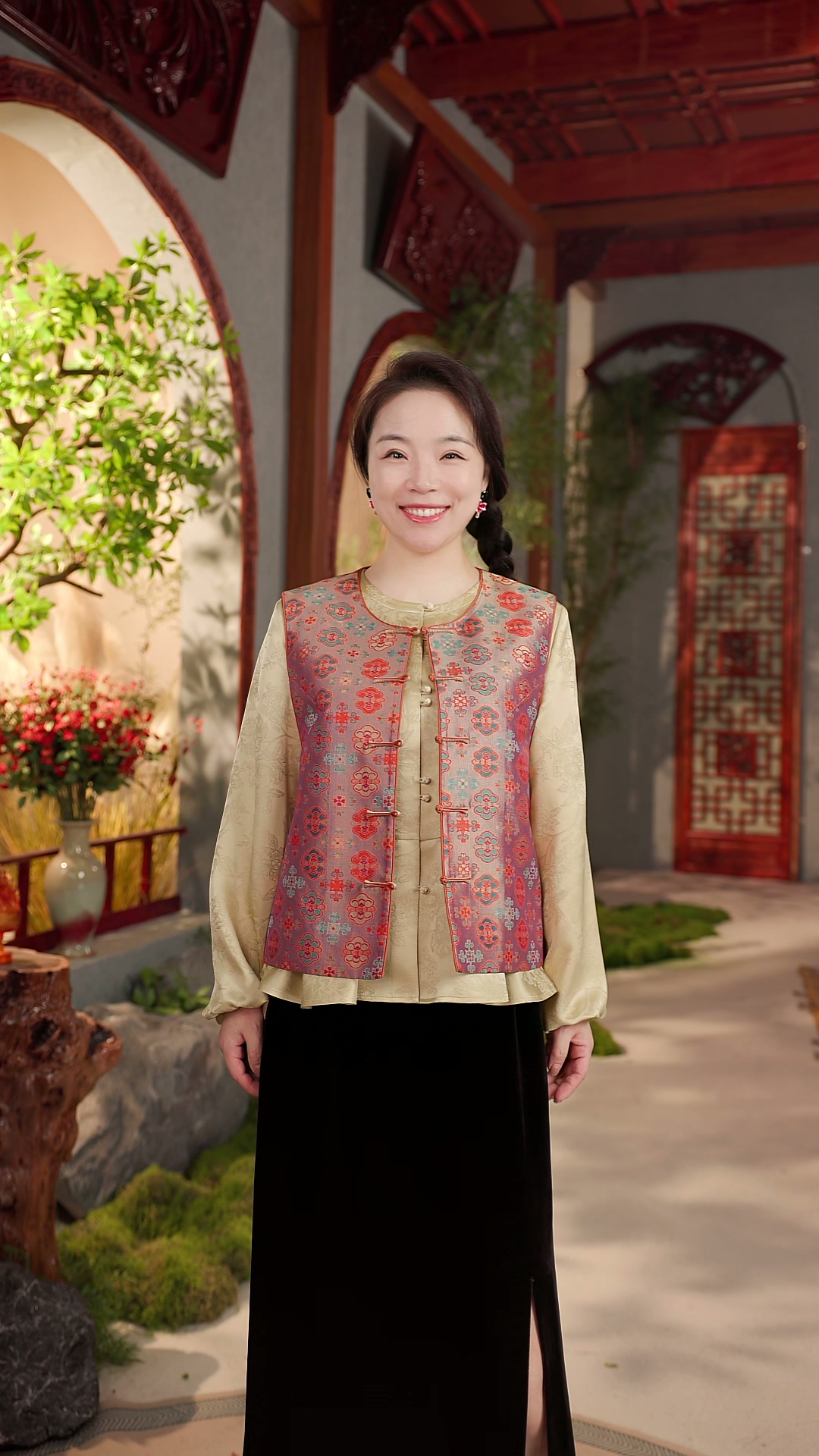 玉初衣秋冬【伊珞】6A级100%桑蚕丝古风茶服汉服女装蜀锦马甲