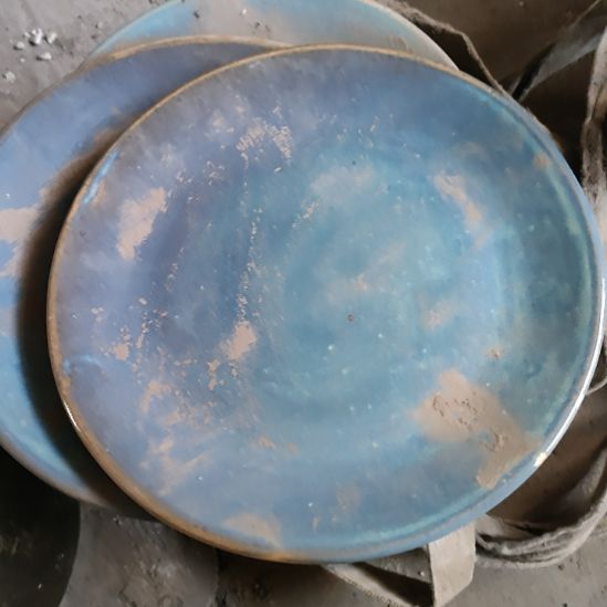 陶瓷粗瓷微瑕疵品蓝色平盘