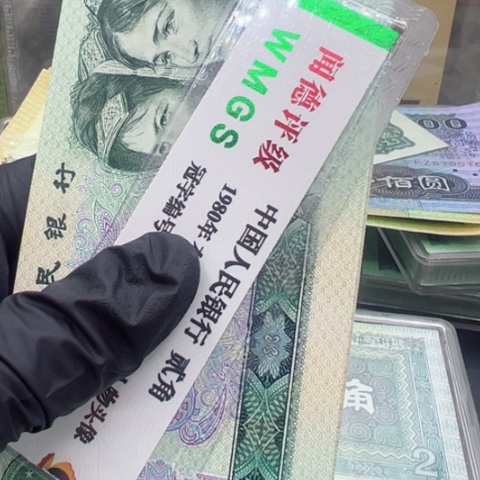 塑料第四套人民币802绿钻标十