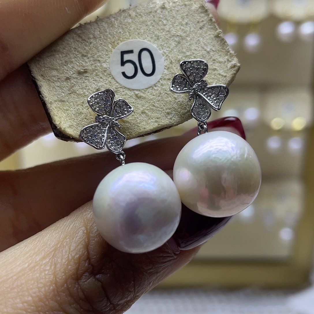 淡水珍珠耳饰银S925镶嵌
