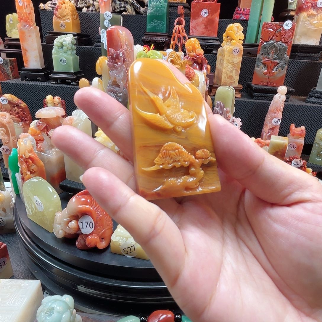 寿山石其他仙鹤扁章