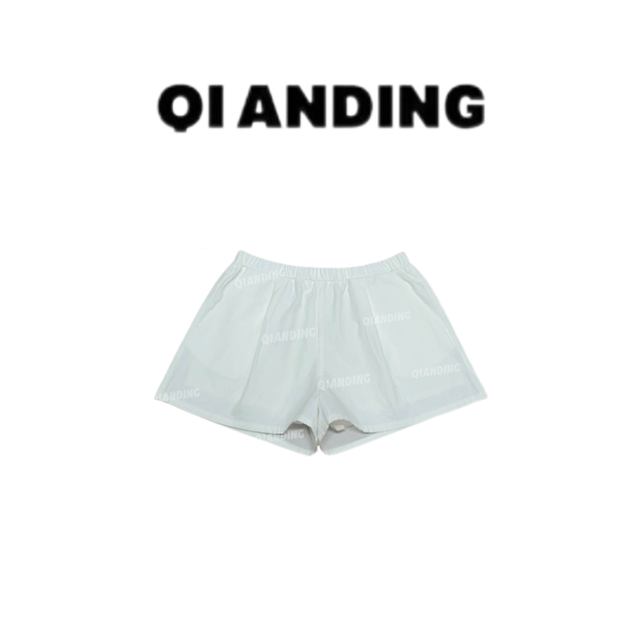 【QIANDING】灯笼小热裤极简松紧腰纯色百搭短裤A2574