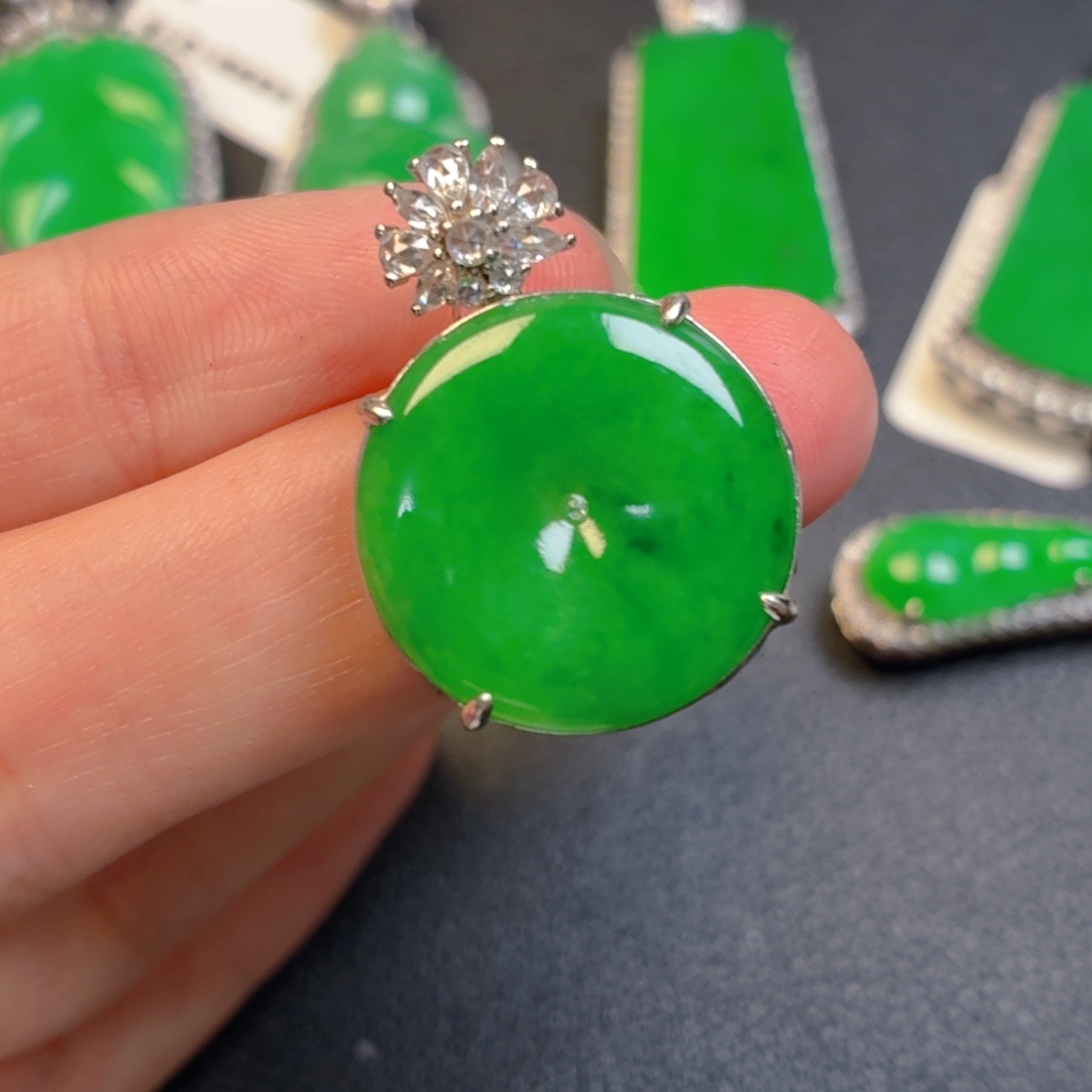 翡翠银S925镶嵌吊坠(不含链)