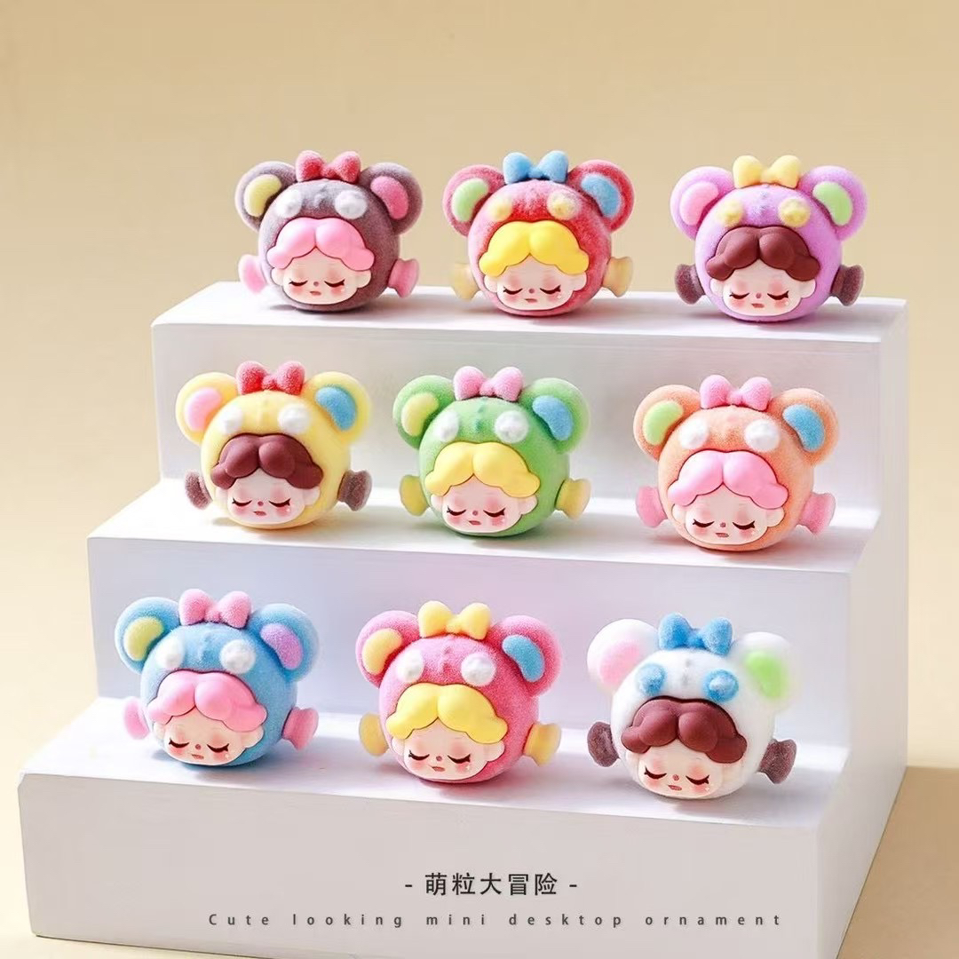 【对对碰】Wendy温蒂头彩色小熊头植绒萌粒DIY树脂车载小摆件
