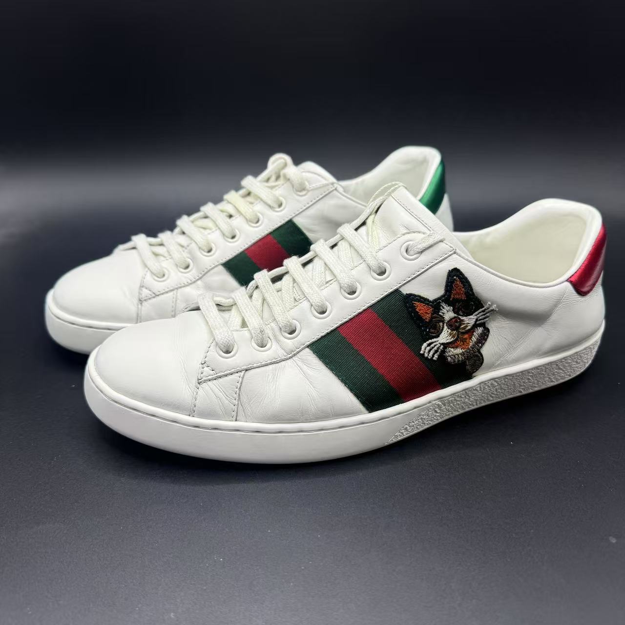 95新 GUCCI/古驰 男士时尚休闲白色板鞋41.5码  lb422  