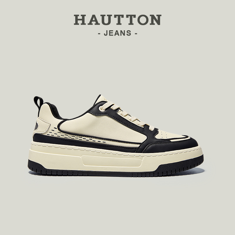 皓顿男鞋秋季真皮男士百搭厚底休闲鞋时尚运动板鞋潮鞋933XB5691