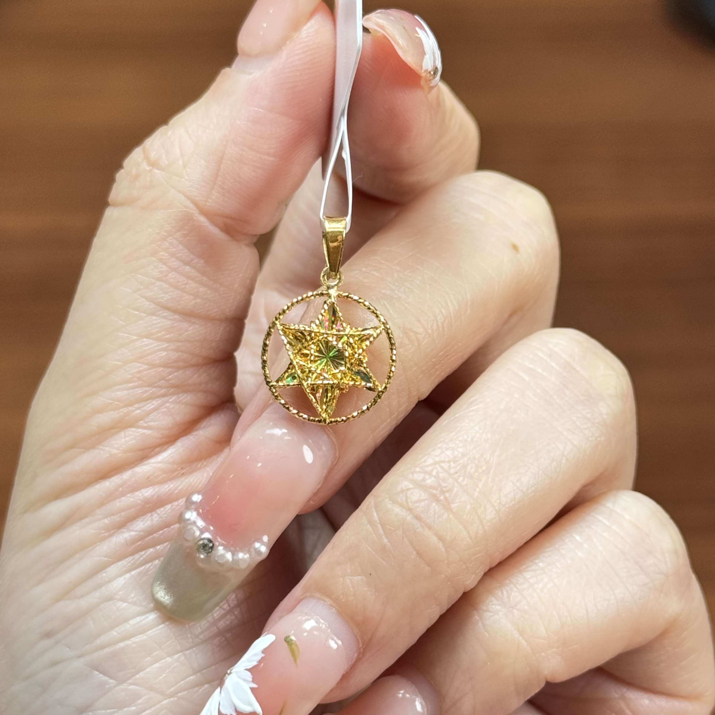 F【幻彩星星圆环吊坠】--足金999精工