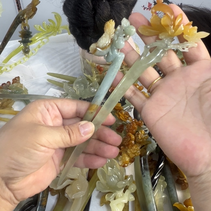 蛇纹石玉未镶嵌发饰E****✓