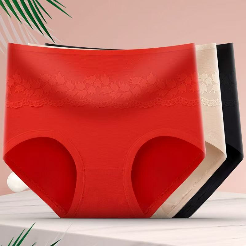 高腰纯棉三角裤性感少女蕾丝花边中腰内裤