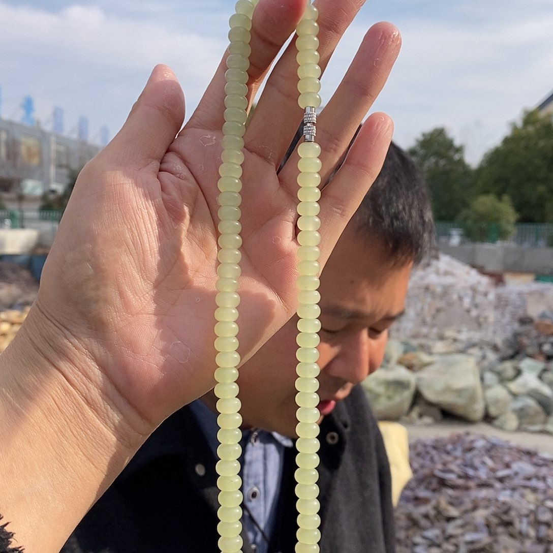 颈饰未镶嵌和田玉算盘项链