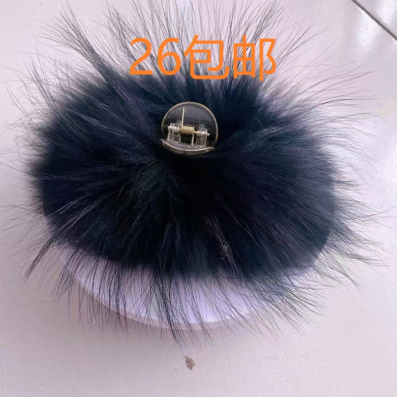 少女真毛长毛日韩发夹鲨鱼夹简约复古优雅发卡头饰甜美百搭纯手工