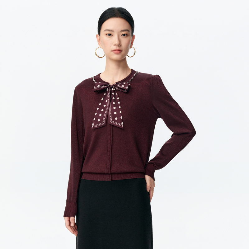 娜尔思针织衫小香风气质长袖时尚打底修身秋冬NZ05882P1