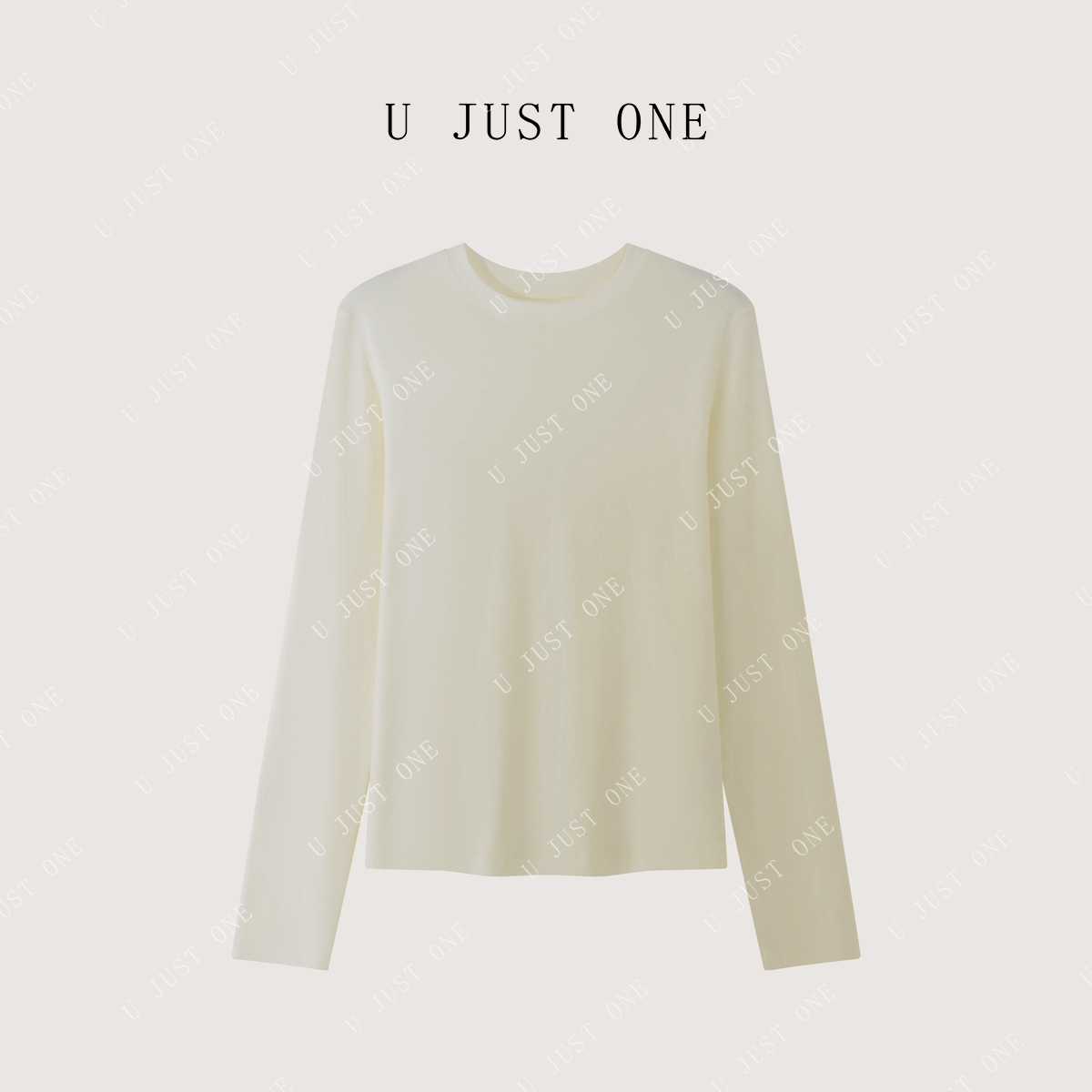 【U JUST ONE】常规秋季圆领长袖休闲舒适静奢风时尚T恤UJ00001