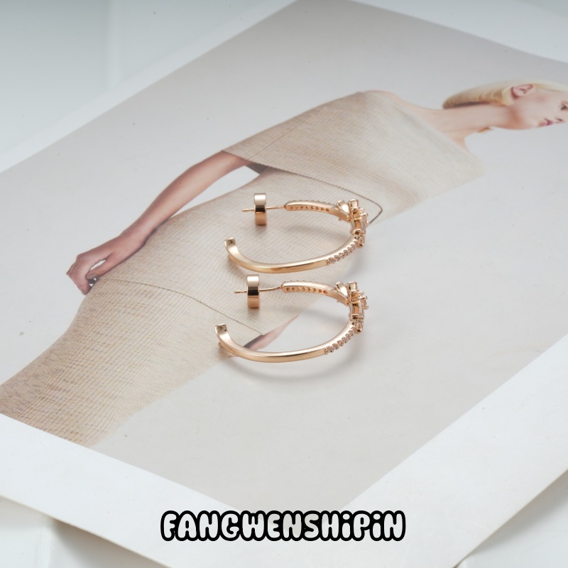 铜合金锆石耳饰 【镀K金】【925银针】耳环4813