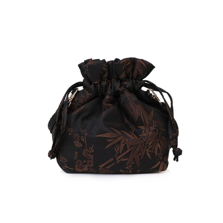 【福袋包】香云纱提花单肩斜挎包国风桑蚕丝元宝包抽绳便携女包时尚