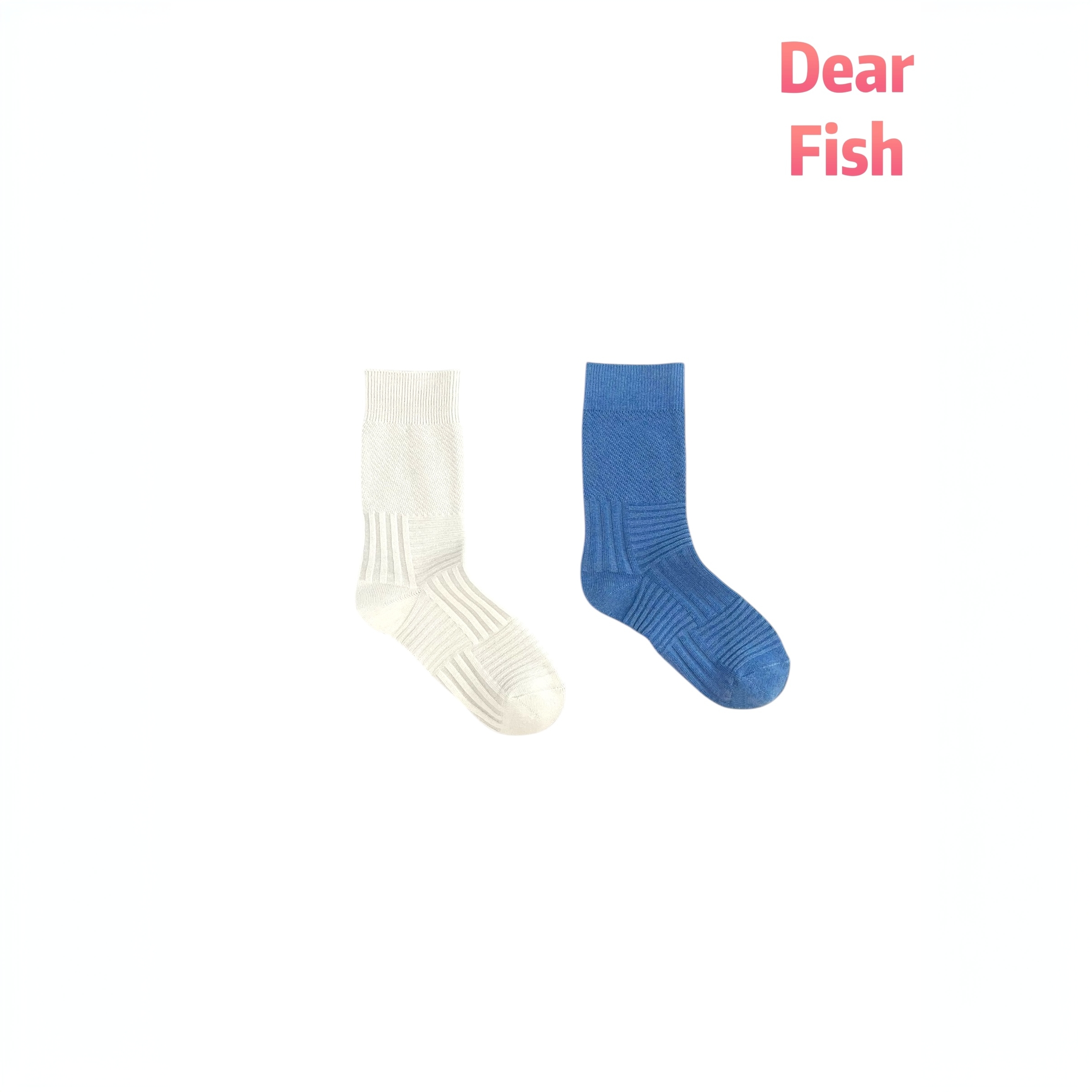 DF DEAR FISH【丹宁蓝】2025新款蓝精梳棉中筒女袜双针流行时尚潮流