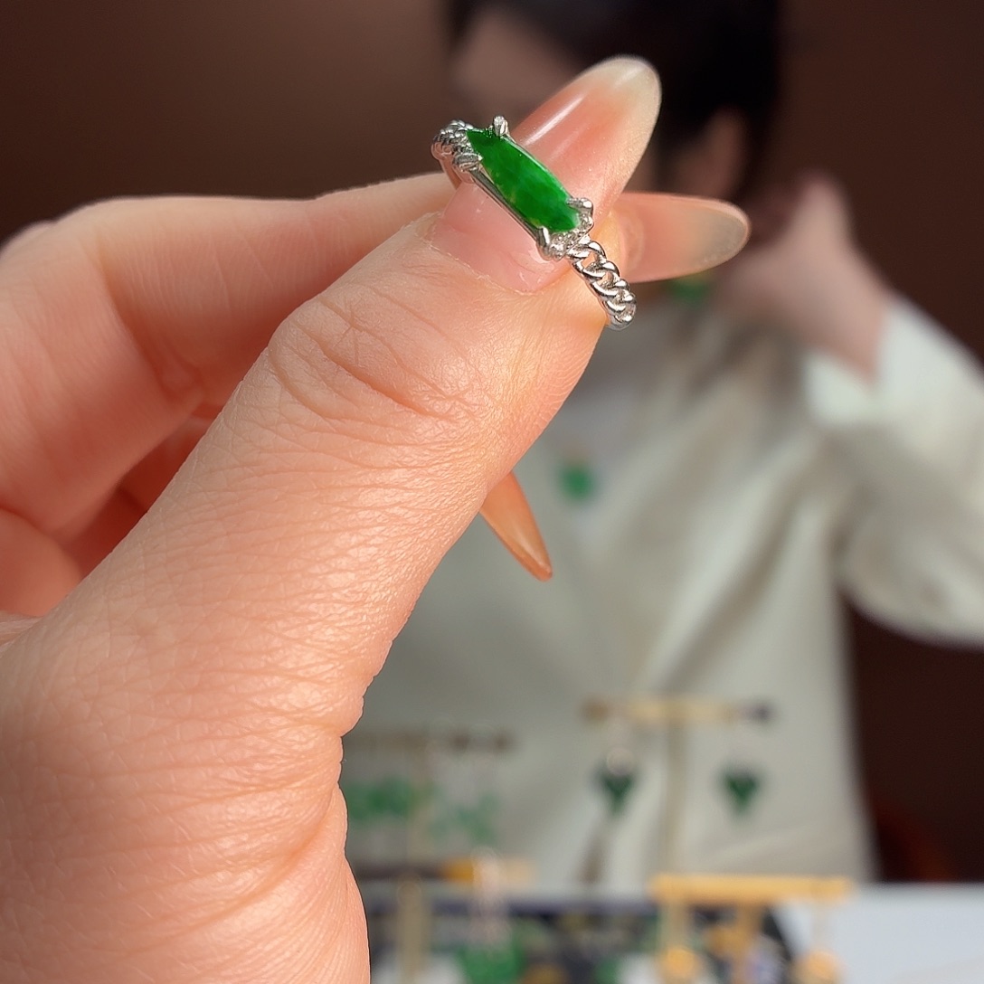 翡翠银S925镶嵌戒指