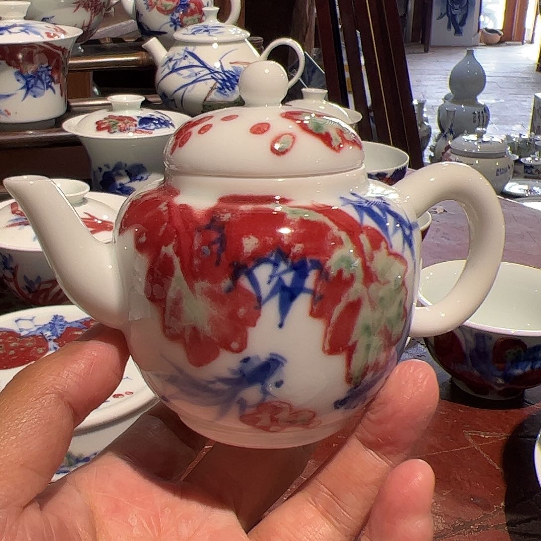 杯原矿青花釉里红瓷器