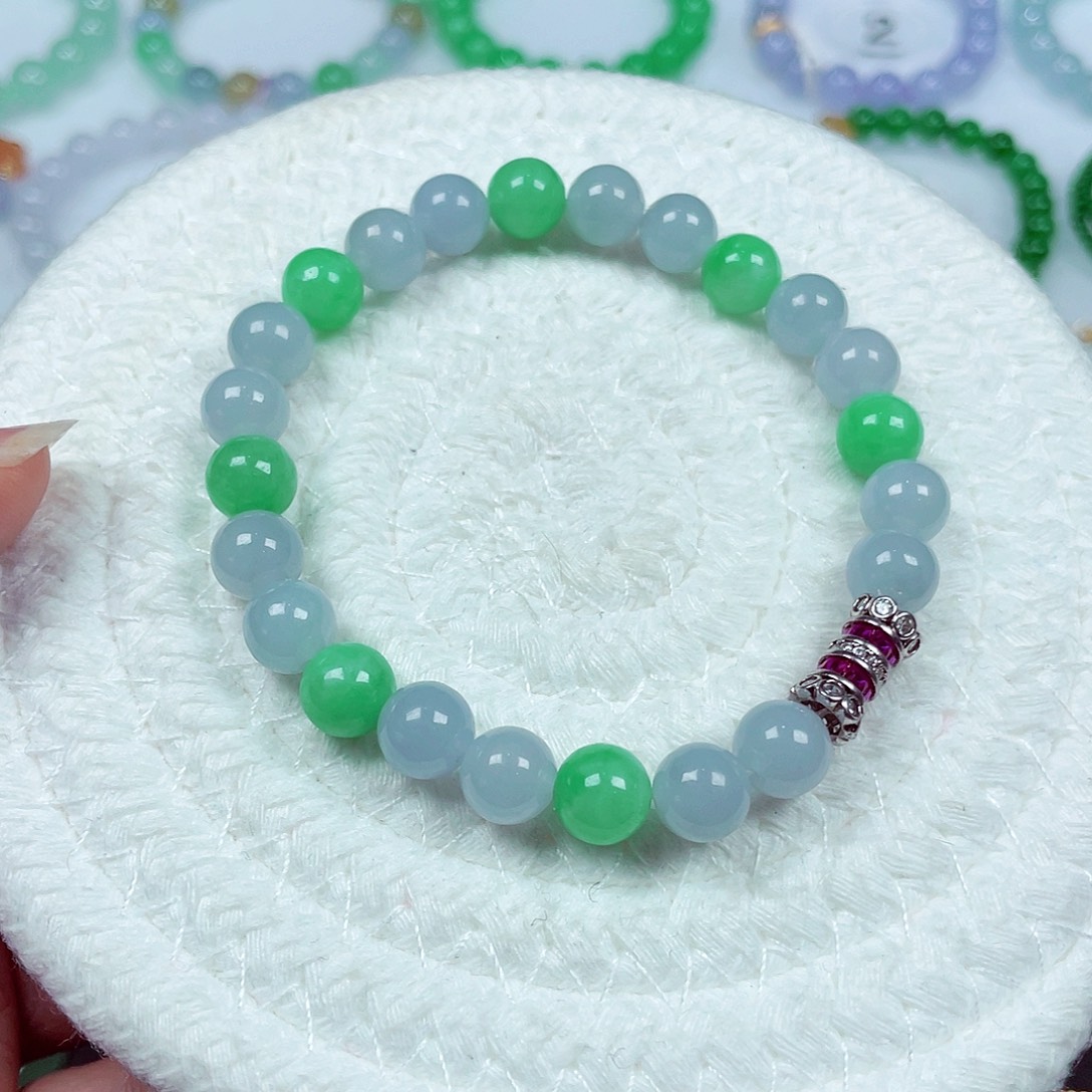 翡翠未镶嵌手链天然缅甸翡翠A货卡7.6